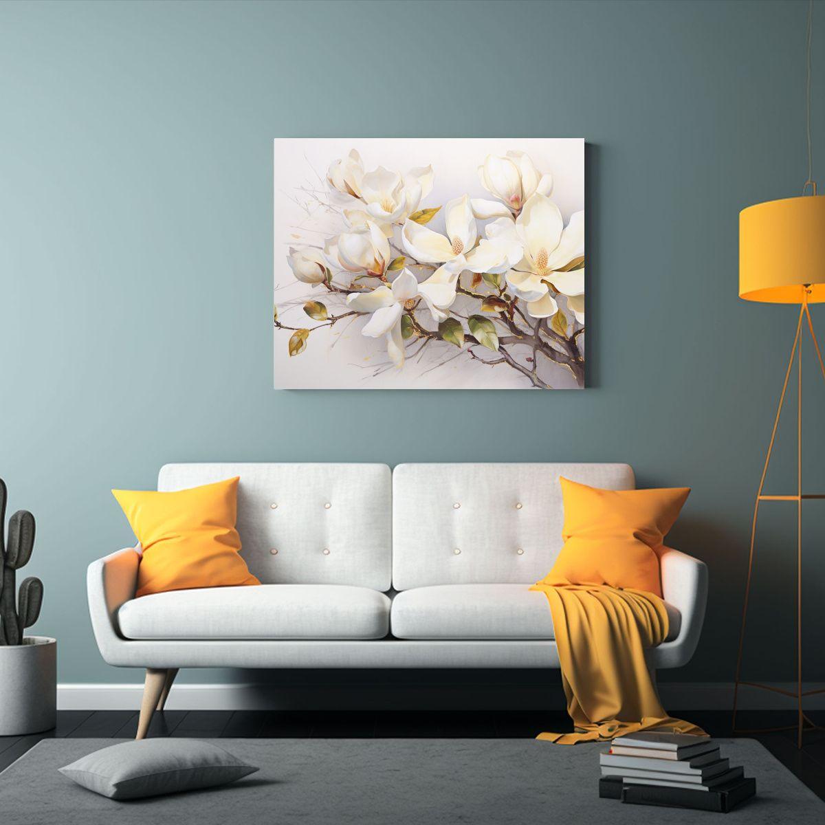 Pintura Abstracta Resistente A Magnolias En Oro Y Rosa 40x30cm-2