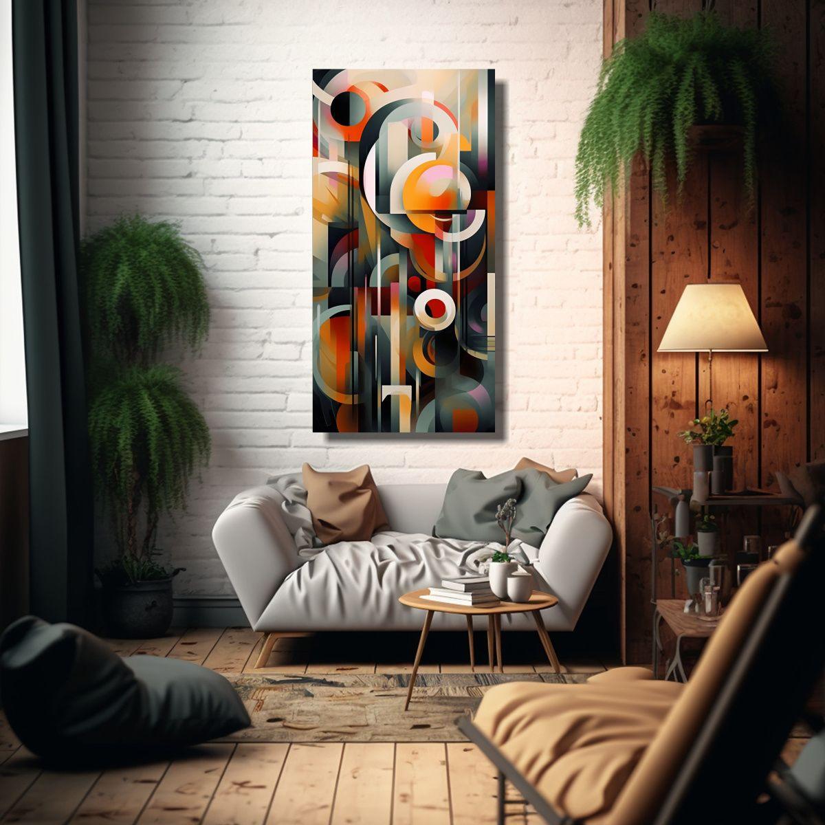 Tela En Bastidor Salón De Arte Abstracto En Rojo  50x100cm-2