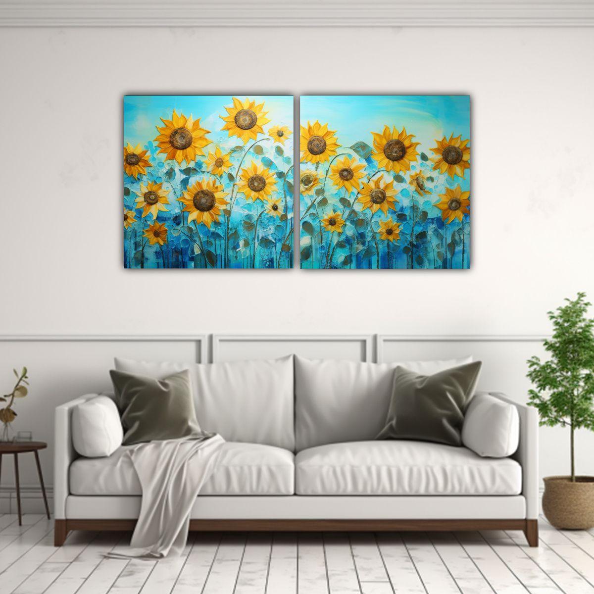 Cuadro Decorativo Para Oficina De Girasoles 100x50 Cm-2