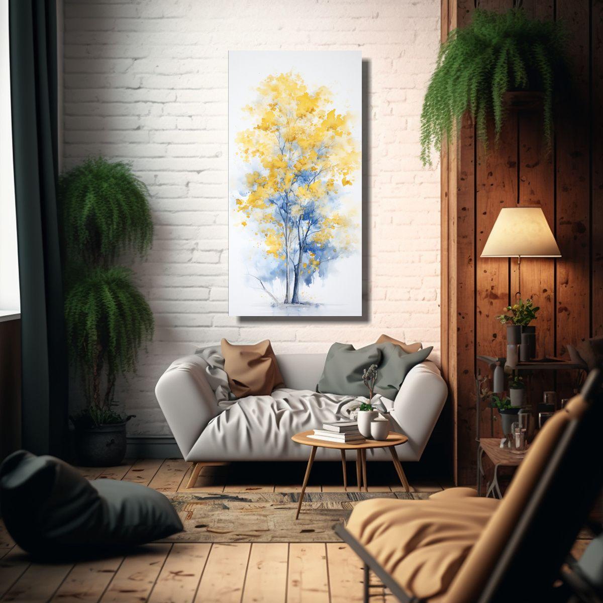 Pintura Abstracta De Un árbol De álamos En Color 50x100cm-2