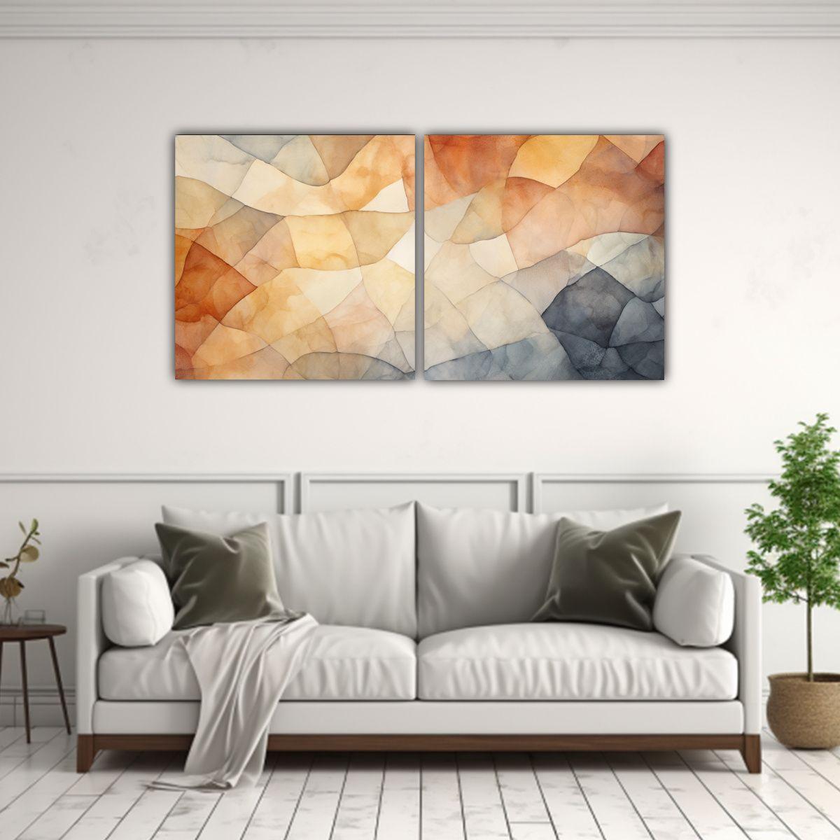 Set 2 Cuadros Pared Representación Abstracta 120x60 Cm-2