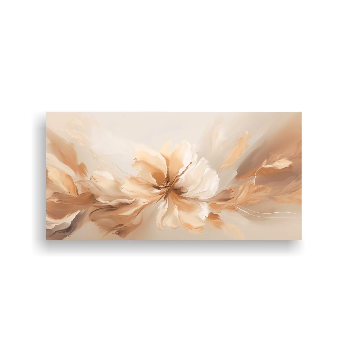 Cuadros Abstractos Florales En Tela Beige 100x50cm-0