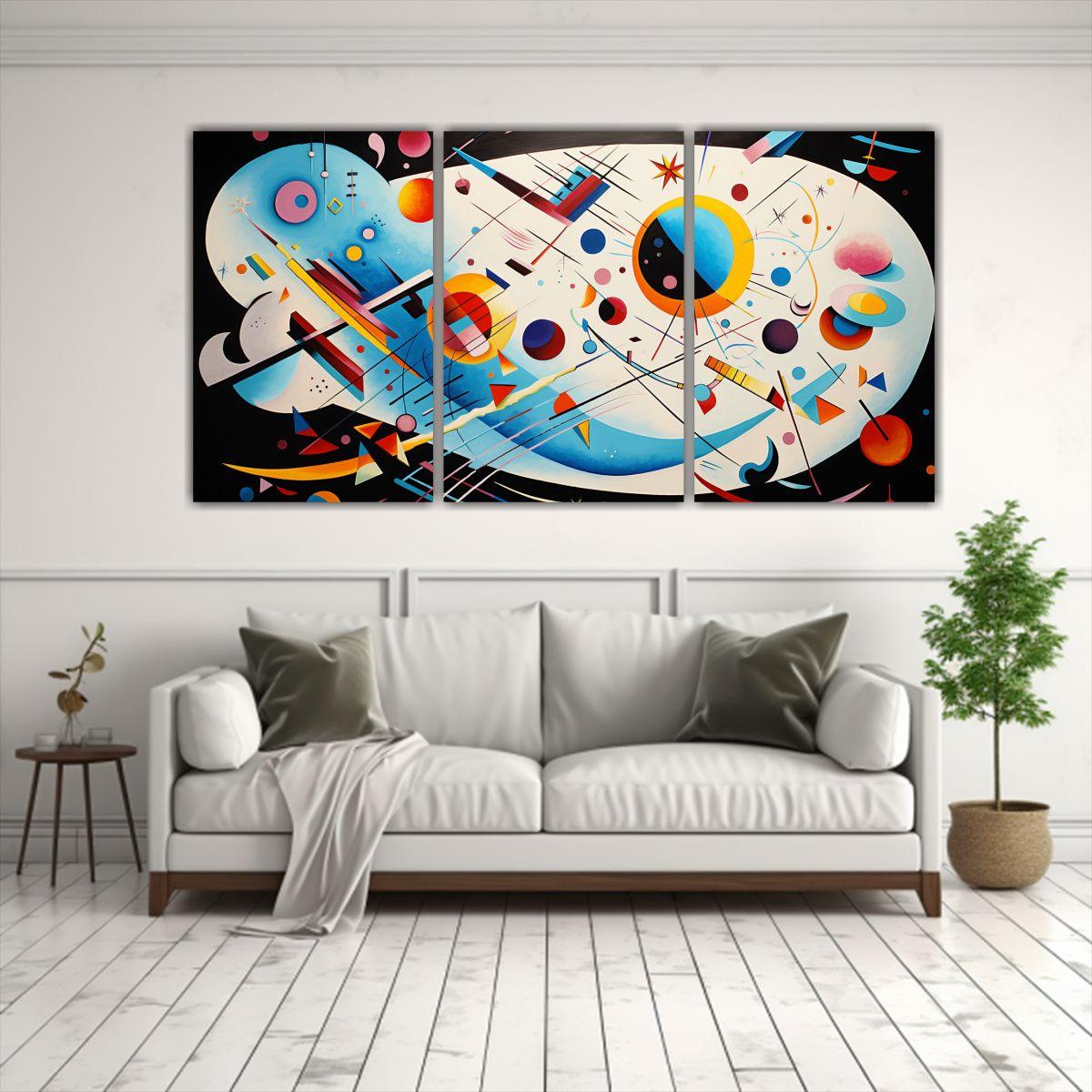 Conjunto De Pinturas Modernas Estilo Kandinsky 180x90 Cm-2