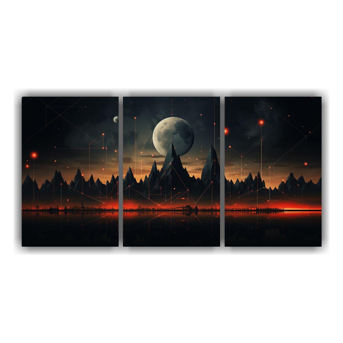 Tres Lienzos De Tela Patron Surrealista Intenso 180x90 Cm-0