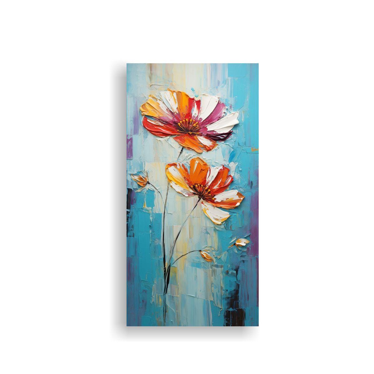 Pintura Floral Vibrante En Lienzo: Obra Maestra 30x60cm-0