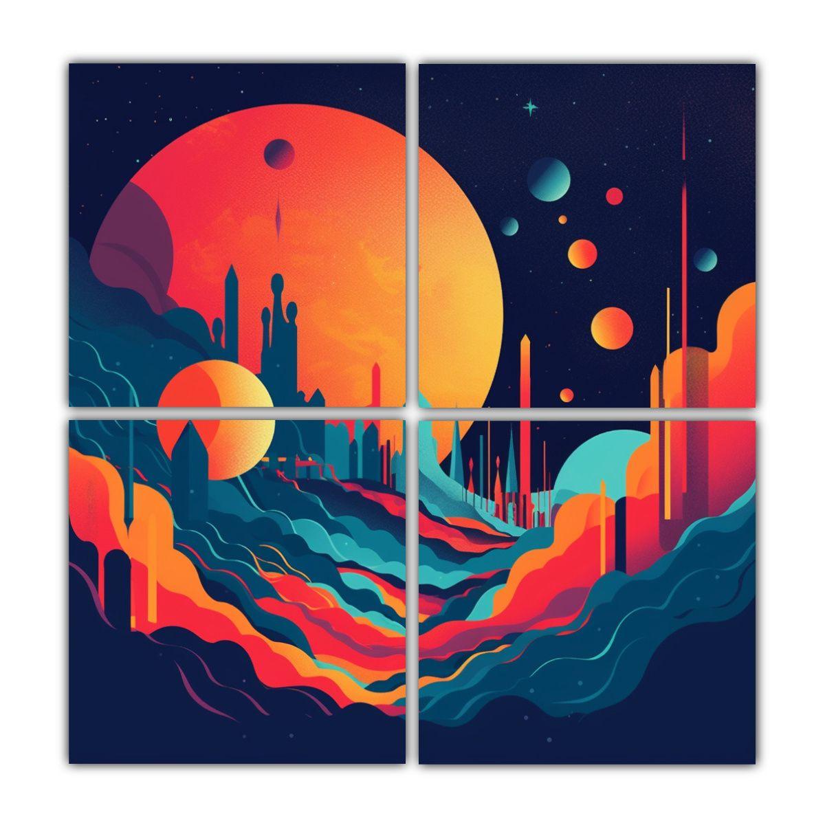 Cuadriptico Cuadro Abstracta Para Tame Impala 80x80 Cm-0