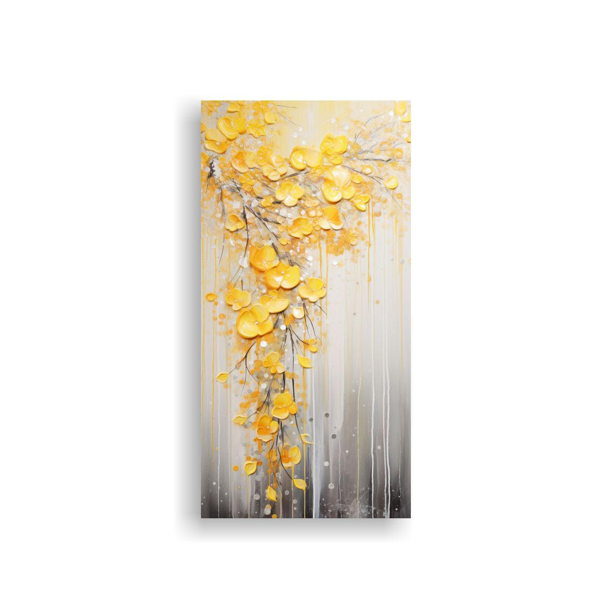 Cuadro Decoración Amarillo Y Plateado Estilo 40x80cm-0