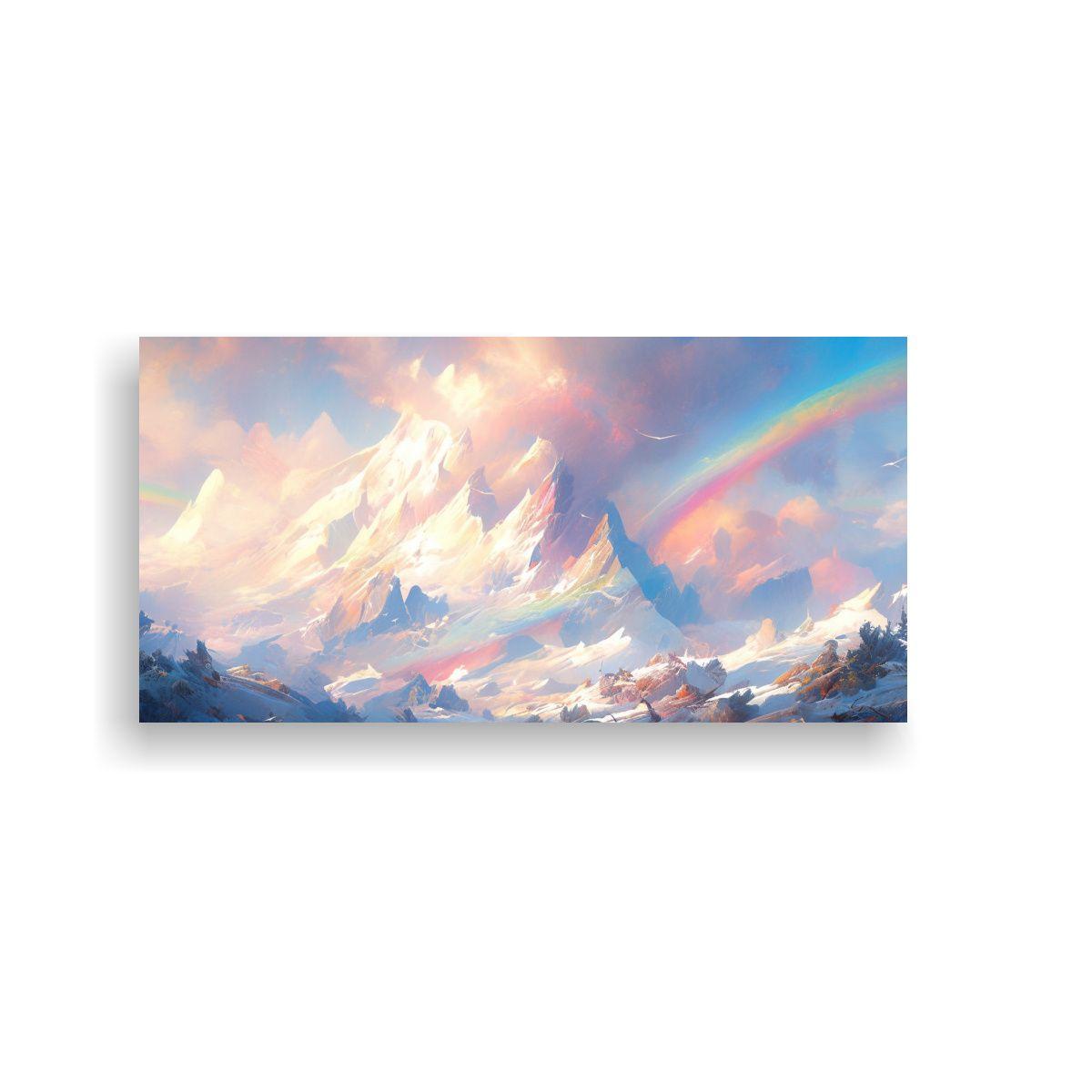 Pintura Abstracta De Colores Del Arcoíris En Mont 60x30cm-0
