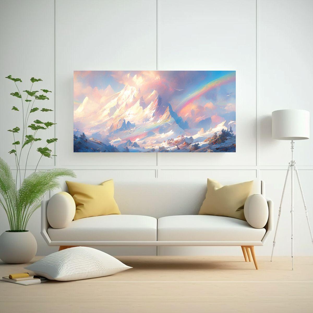Pintura Abstracta De Colores Del Arcoíris En Mont 60x30cm-2