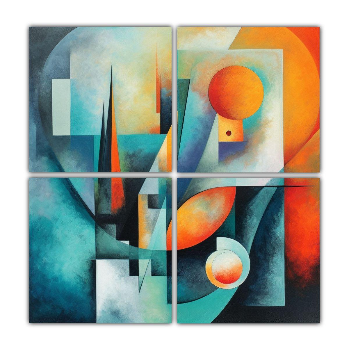 Pintura Abstracta De Formas Equilibradas Cuatro 160x160 Cm-0