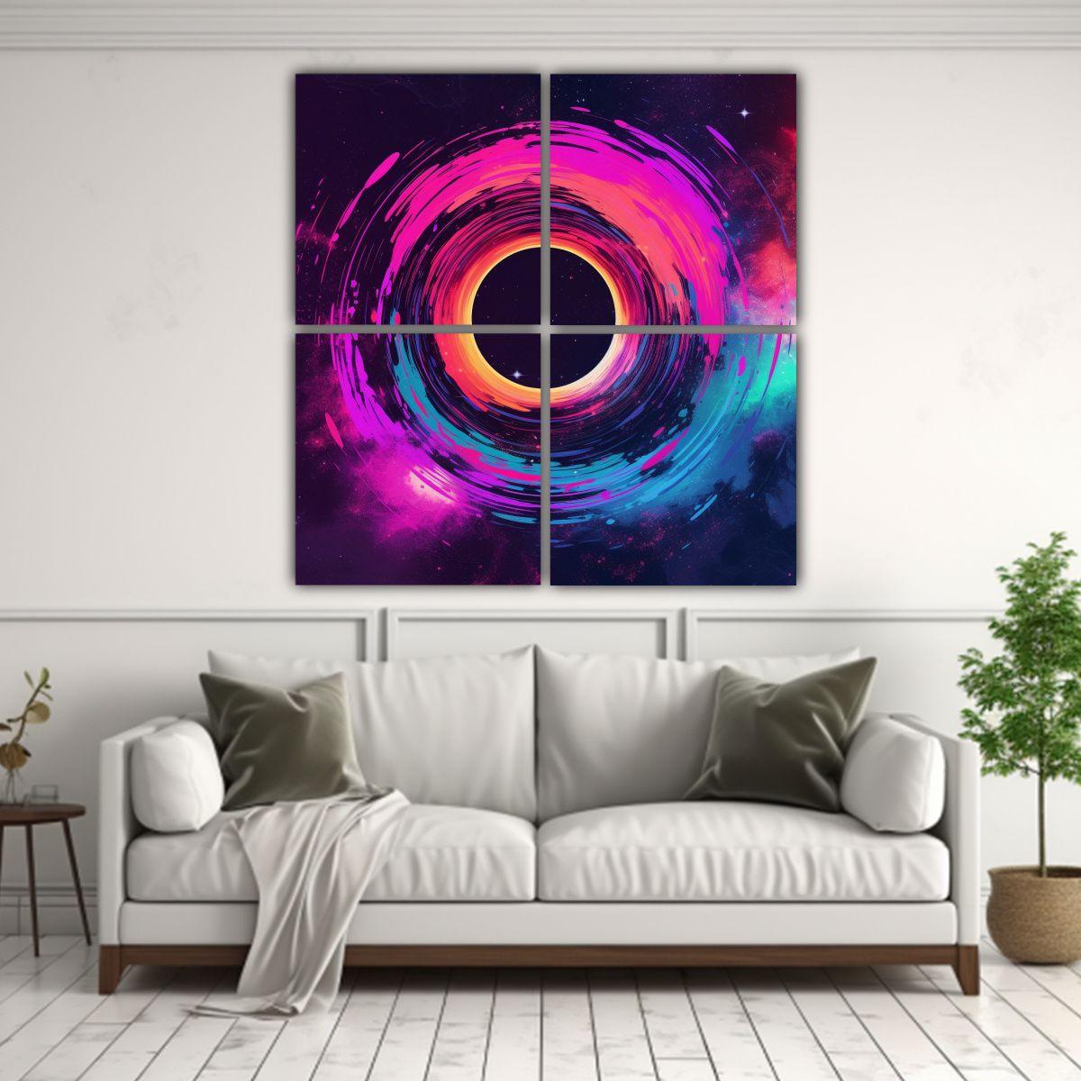 Pintura Decorativa De 4 Cuadros Concepto Figuras 140x140 Cm-2