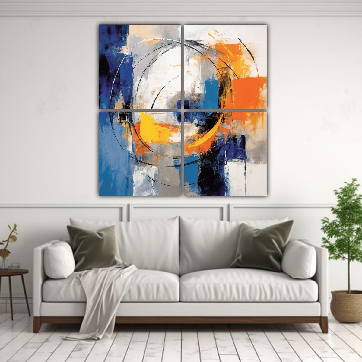 4 Pinturas Decorativas Vintage Artes Brillantes: 160x160 Cm-2