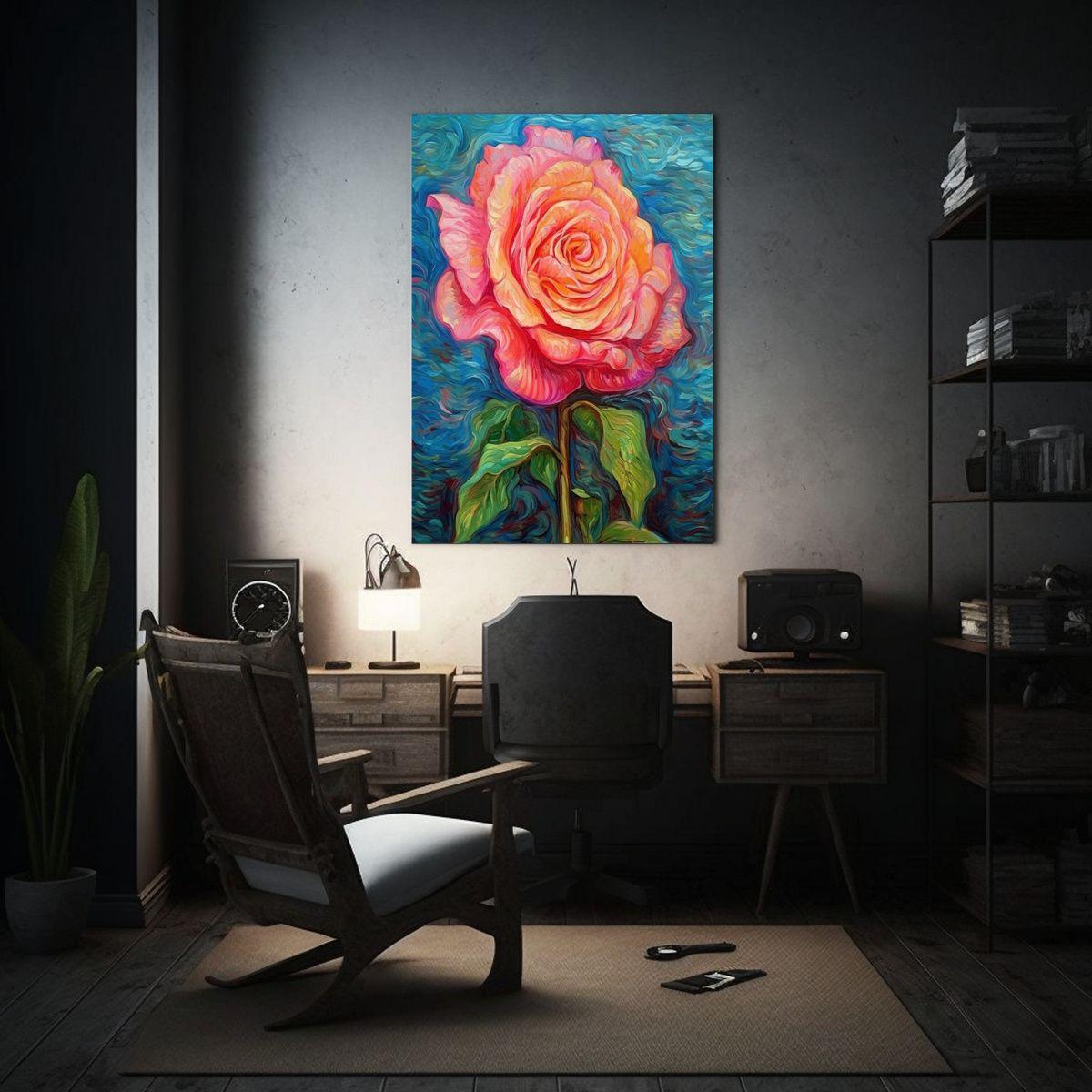 Cuadro Abstracción Rose En Estilo Van Gogh 50x75cm-2