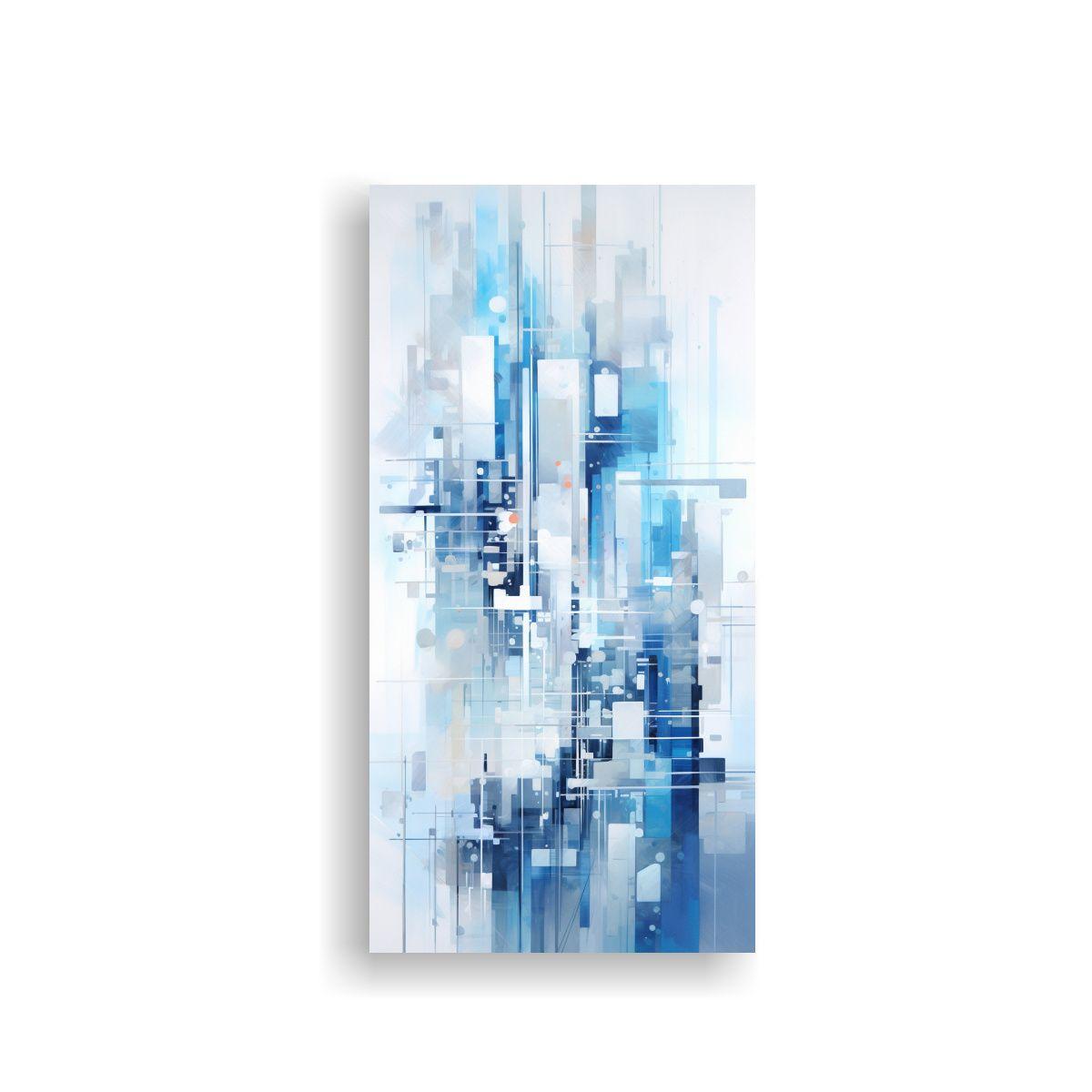Pintura Abstracta Ciudad Edificio Azul Y Blanco 40x80cm-0