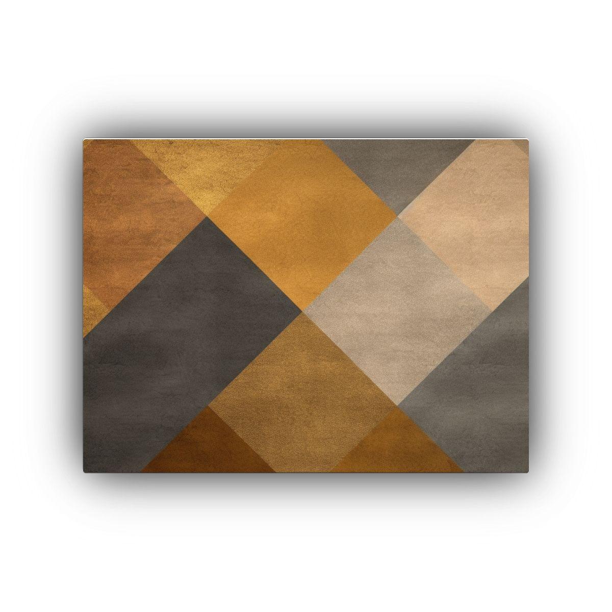 Cuadro Geometrica En Fondo Beige Y Dorado: Arte De Pared 50x40cm-0