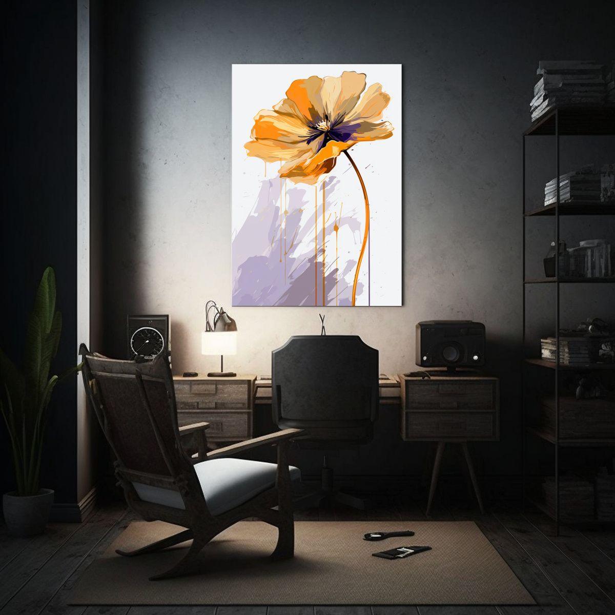 Cuadro De Lienzo De Diseño Original Con Amapola 80x120cm-2