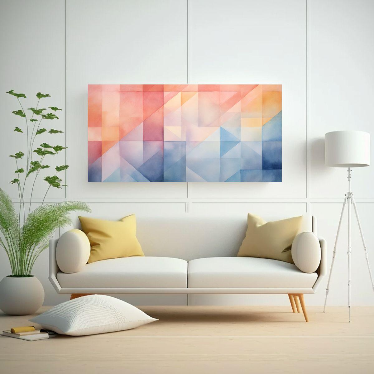 Pinturas Abstractas Geométricas En Tonos Suaves 120x60 Cm-2