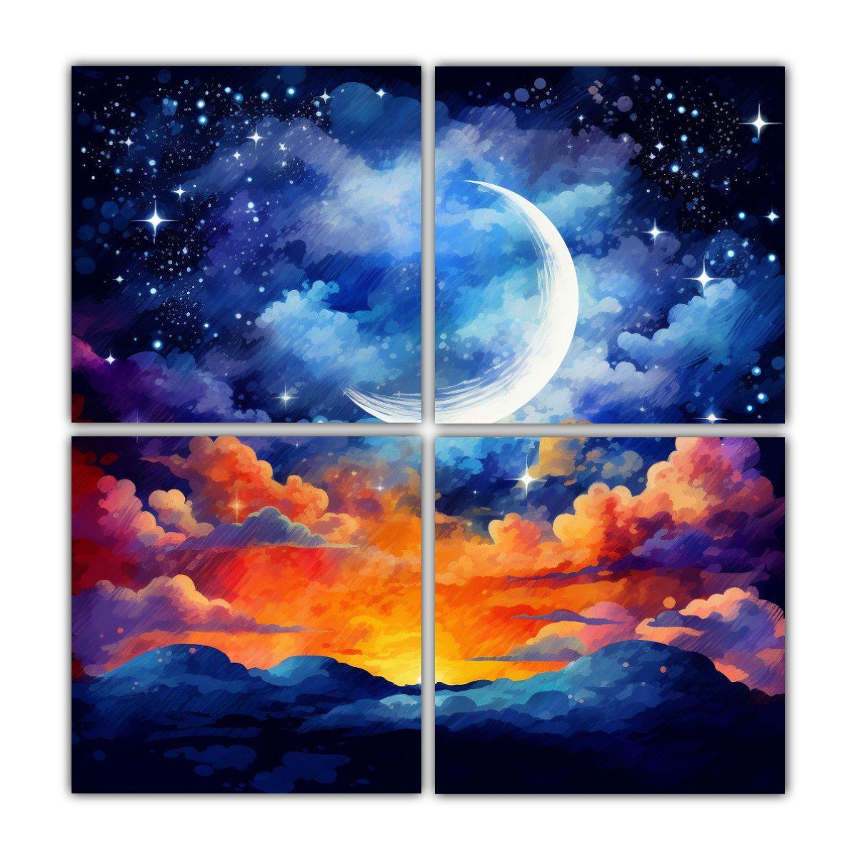 Cuadro Decorativo Textura Acuarela Nocturno 160x160 Cm-0