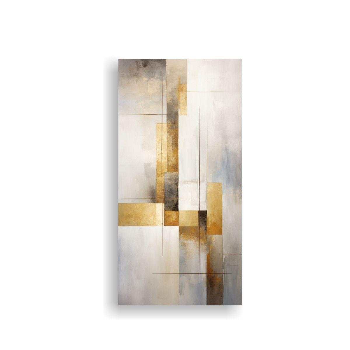 Cuadros Abstractos Tela Elegancia Blanco Dorado 60x120cm-0