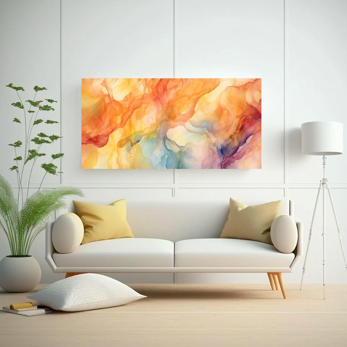 Pinturas Decorativas En Papel Acuarela En Tonos 140x70cm-2