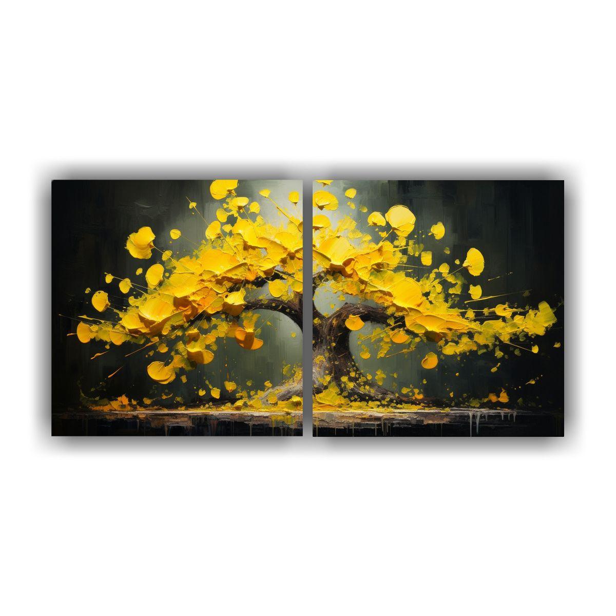 Pintura Abstracta Alta Calidad De Ginkgo Biloba 160x80 Cm-0
