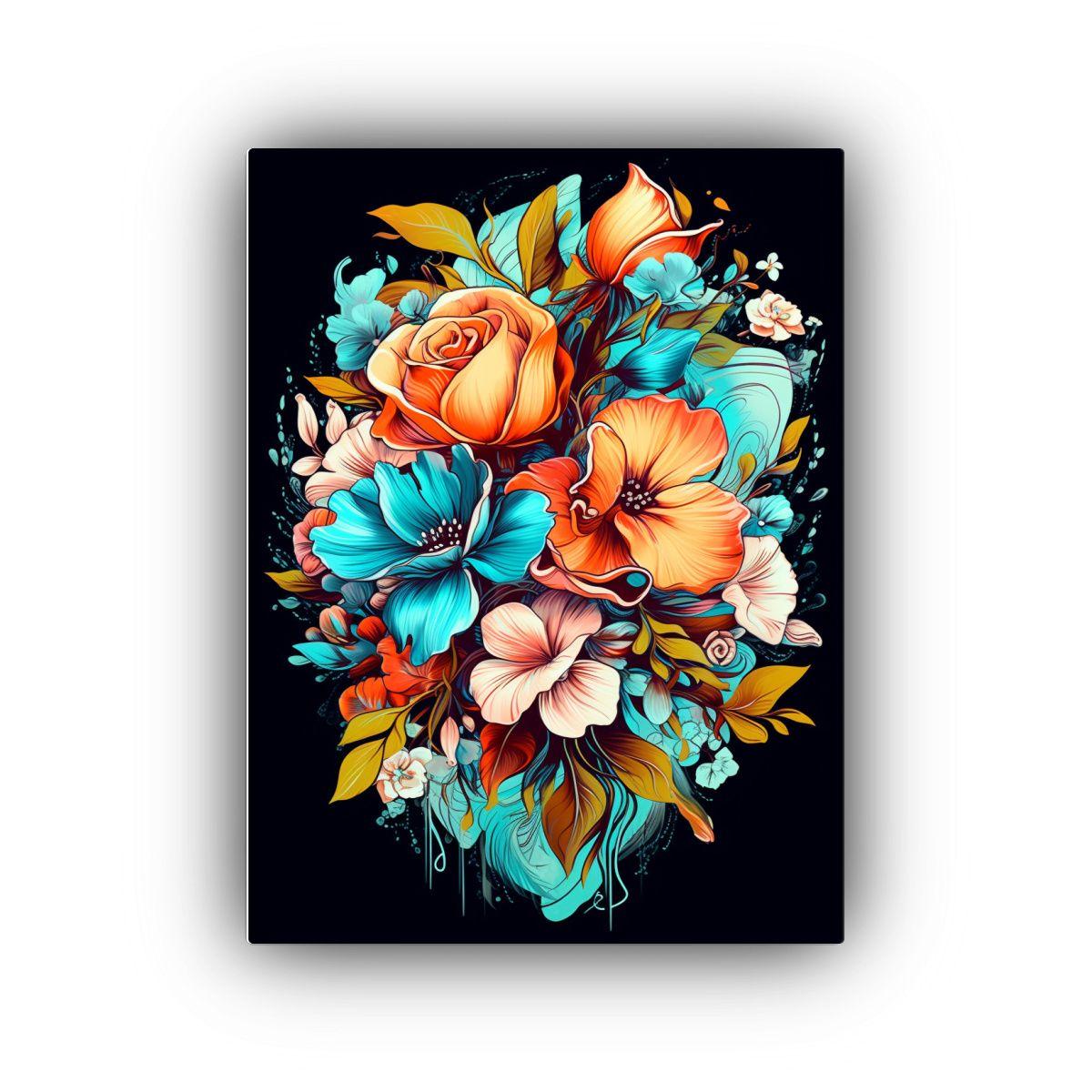 Cuadro Vivido De Diseño Floral Con Colores 50x75cm-0