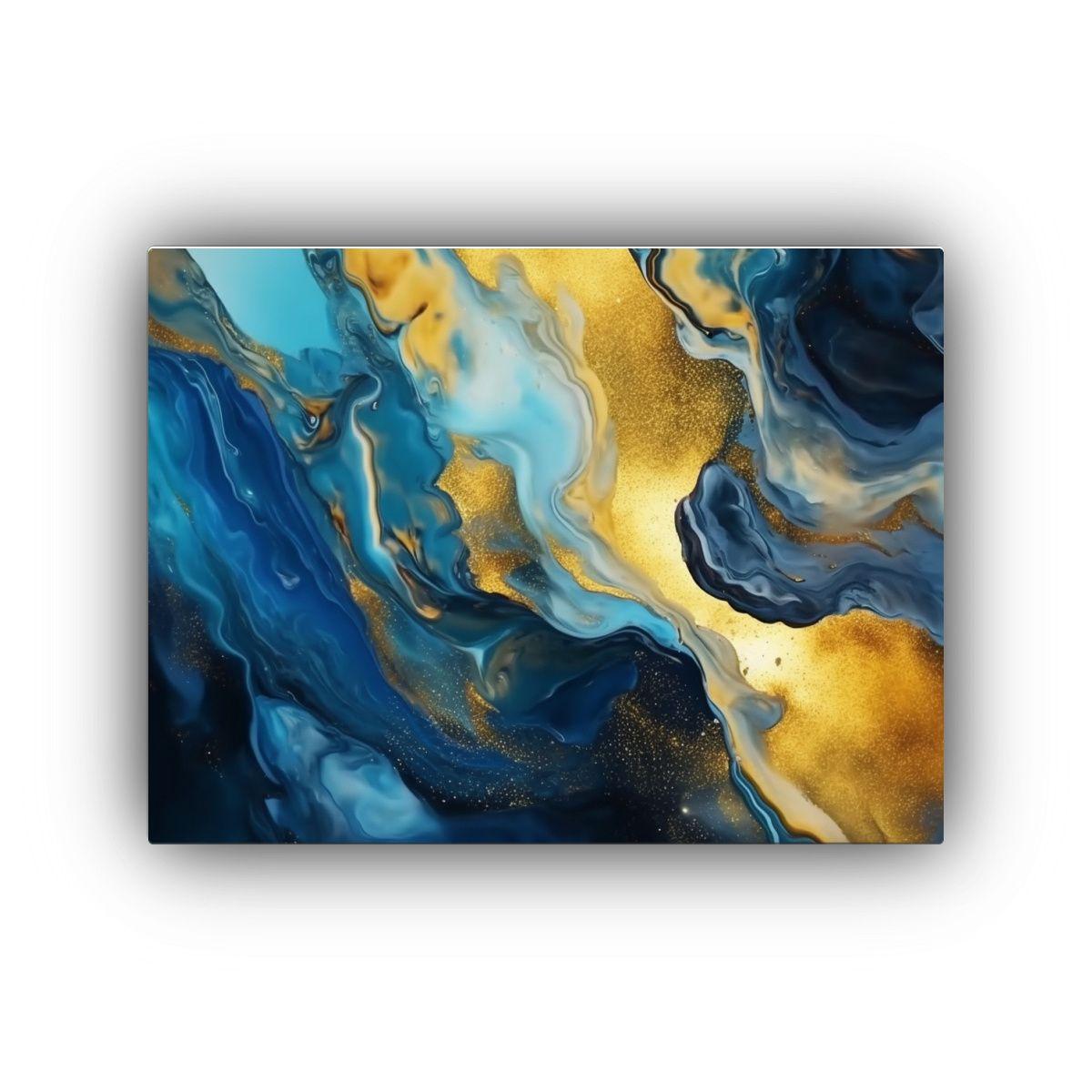 Pintura Abstracta Horizontal Textura Fluida Técnica De Tint 30x20cm-0