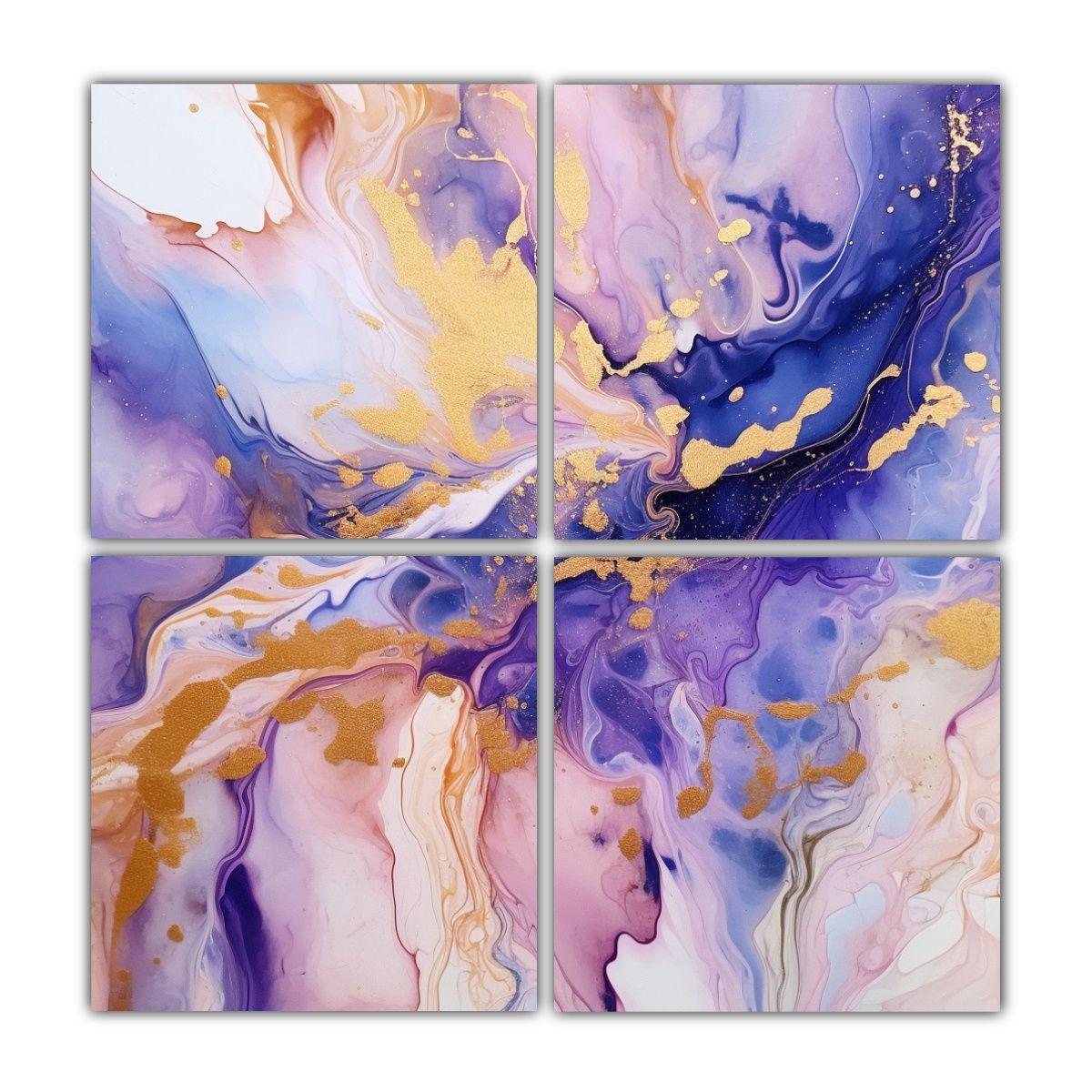 Cuatro Telas En Bastidor Abstracción Fantástico 140x140 Cm-0