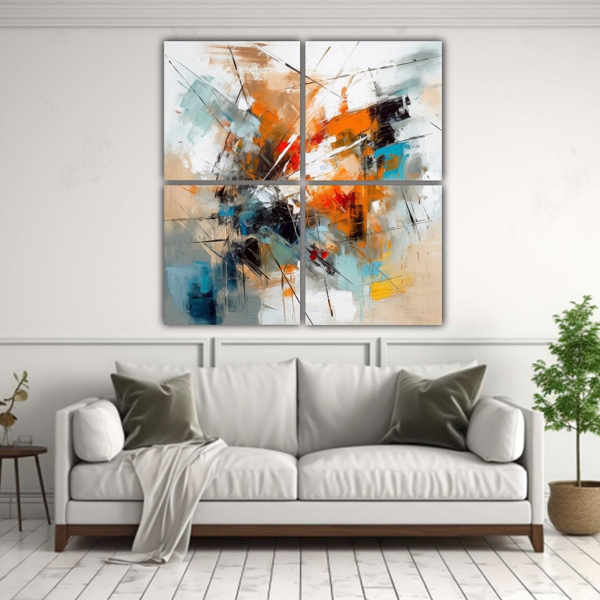 Pintura Al óleo Abstracta Contemporánea De 40x40 Cm-2
