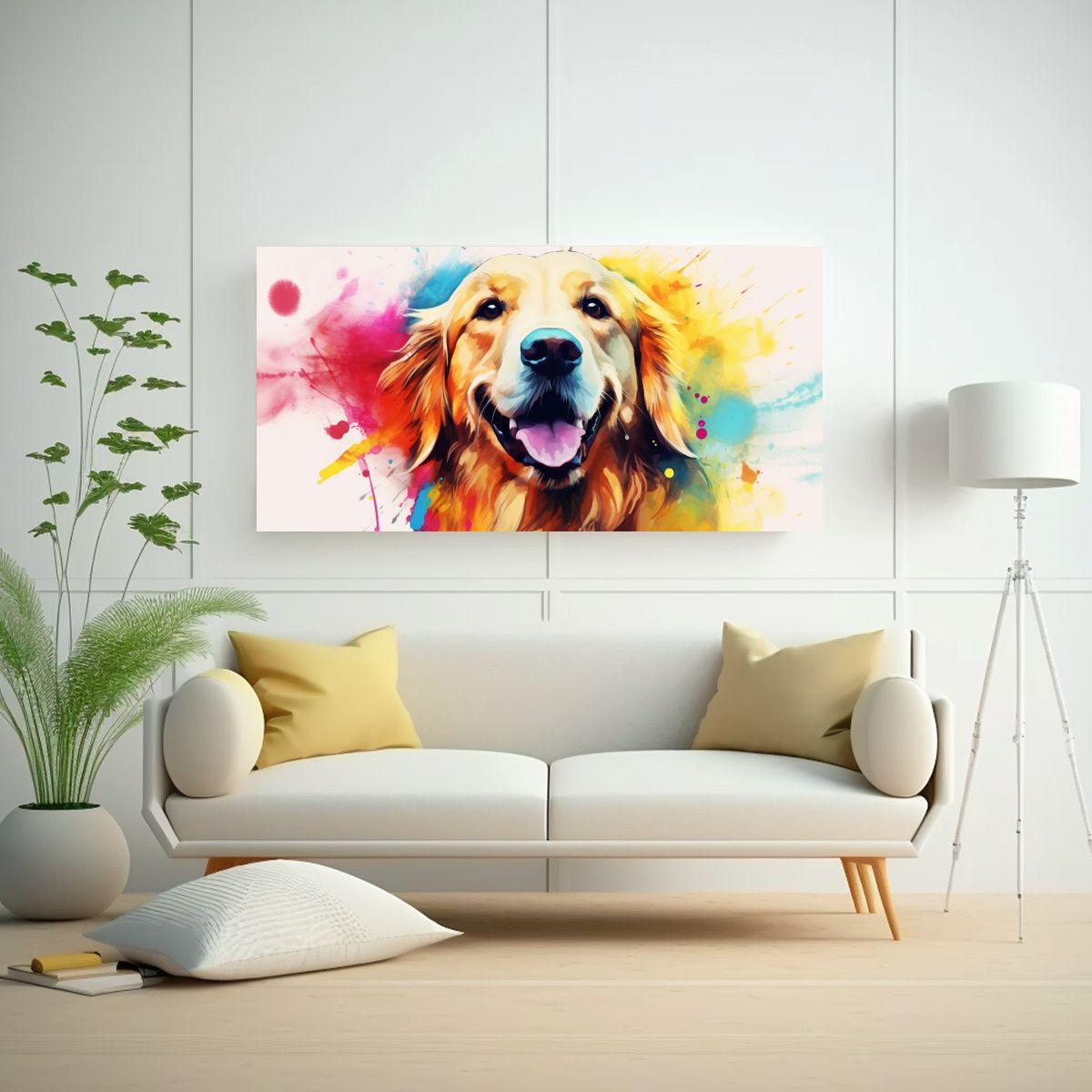 Lienzo Artístico Perro Acuarelas Color 21 Estilo 80x40cm-2