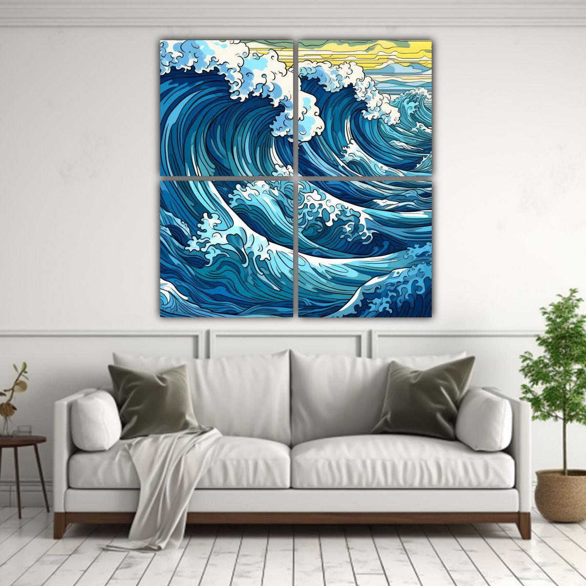 Arte De Pared Verano Olas Oceánicas Intenso 200x200 Cm-2