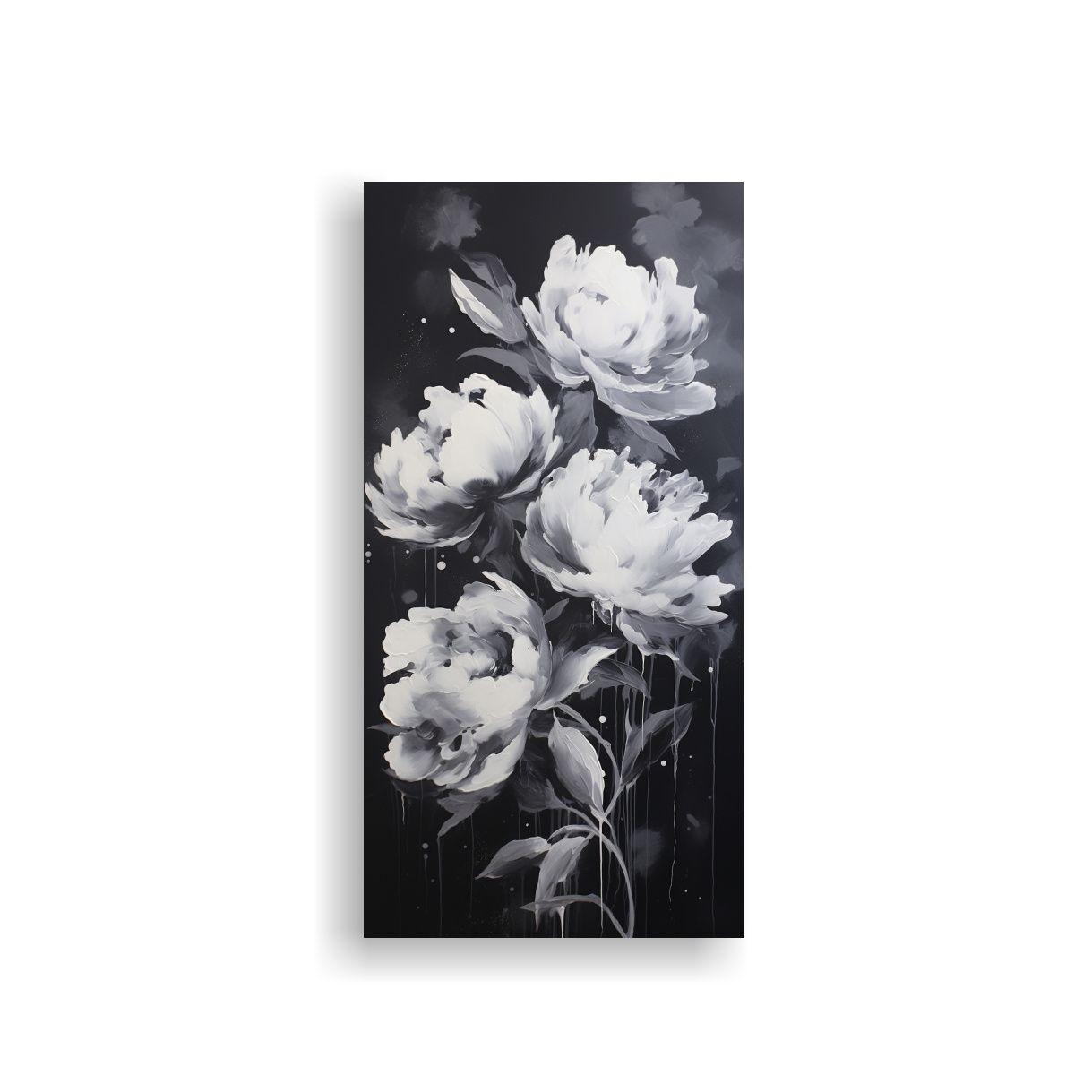 Cuadro Lienzo Estrellados Peonías Negras Estilo 60x120cm-0