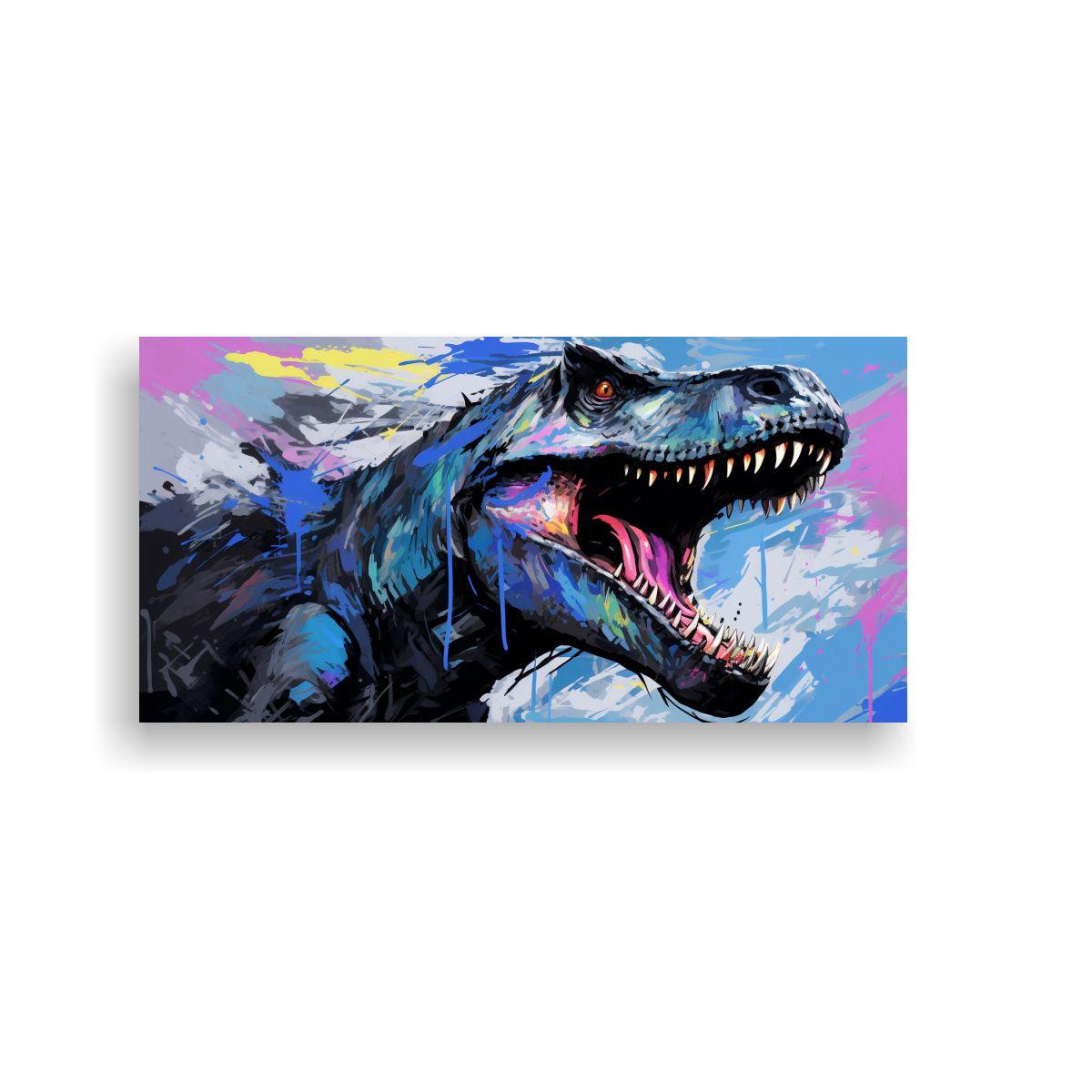 Cuadro Movimiento Mural Spinosaurus En Negro Y Col 140x70cm-0