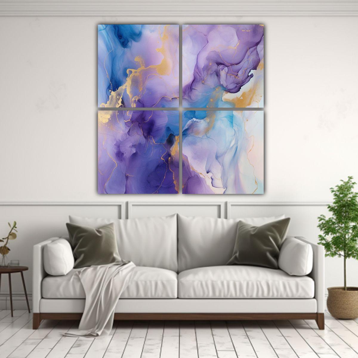 Cuadro Inspirador De Lienzo En Morado Y Azul 200x200 Cm-2