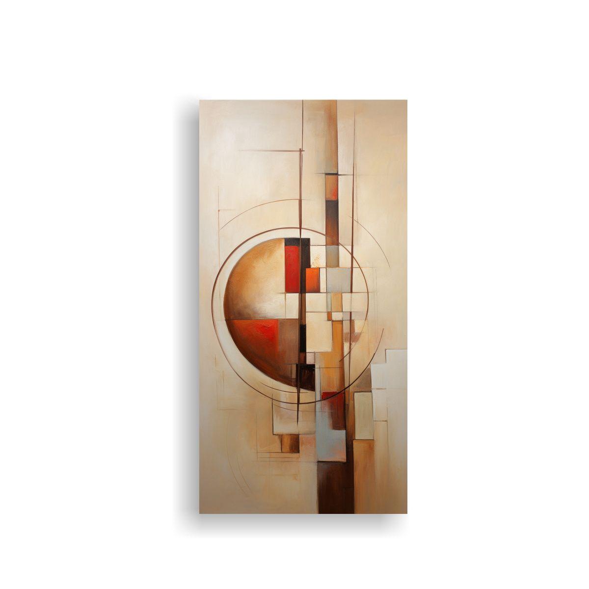 Pintura Abstracta Beige Estilo Cuadro En Lienzo 20x40cm-0