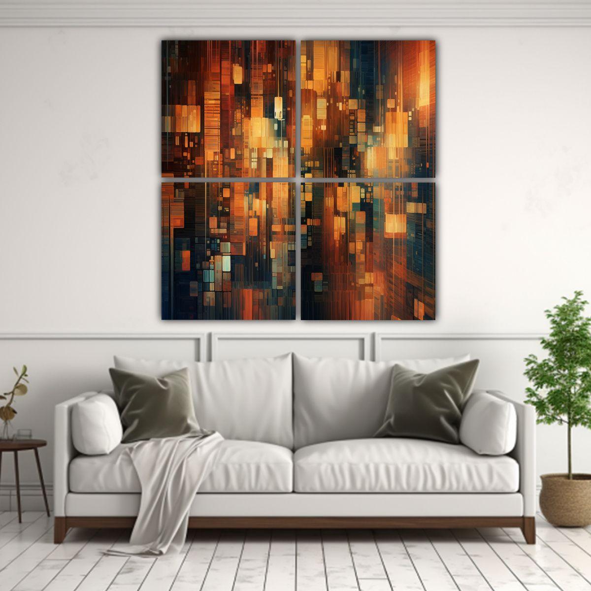 Cuadros Acuarela Interiores Abstractos Elegantes 180x180 Cm-2