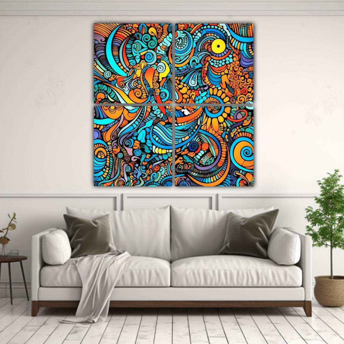 Pinturas Decorativas Con Patrón Zentangle 60x60 Cm-2