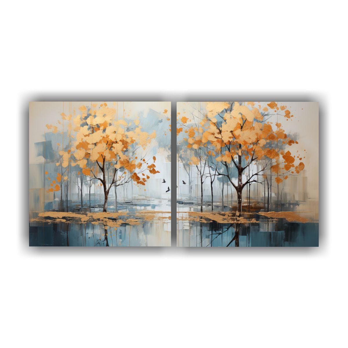 Diptico Cuadro Naturaleza Viva Pintura Abstracta 100x50 Cm-0