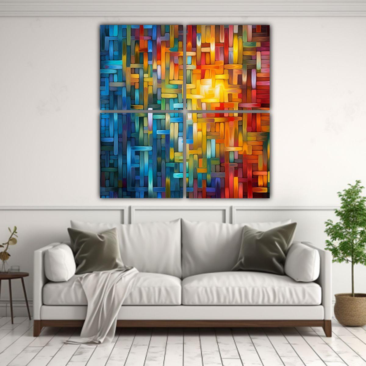 4 Cuadros Conceptuales Armonía Tiempo 160x160 Cm-2