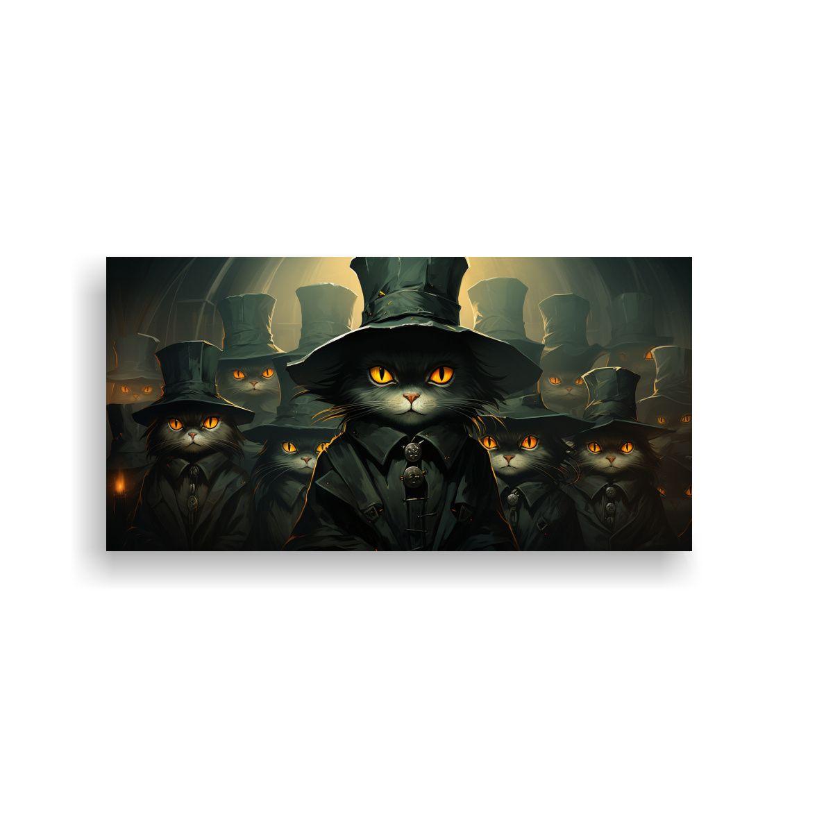 Cuadro De Gatos Negros Con Ojos Naranja Al Moverse 80x40cm-0