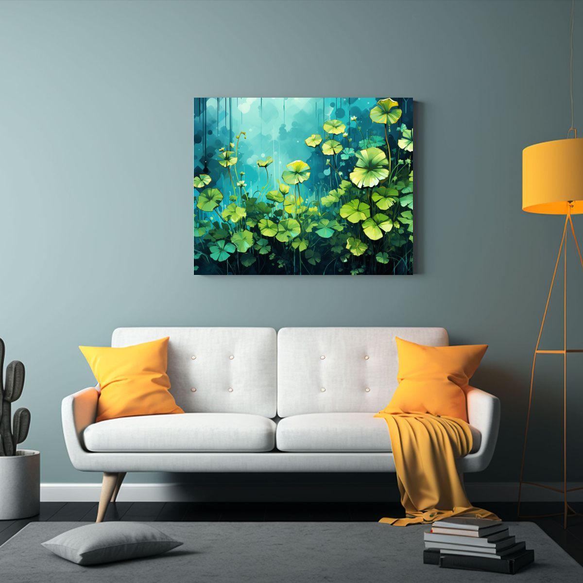 Cuadros Decorativos De Lienzo Finas Líneas En Cilantro Y Az 90x60cm-2