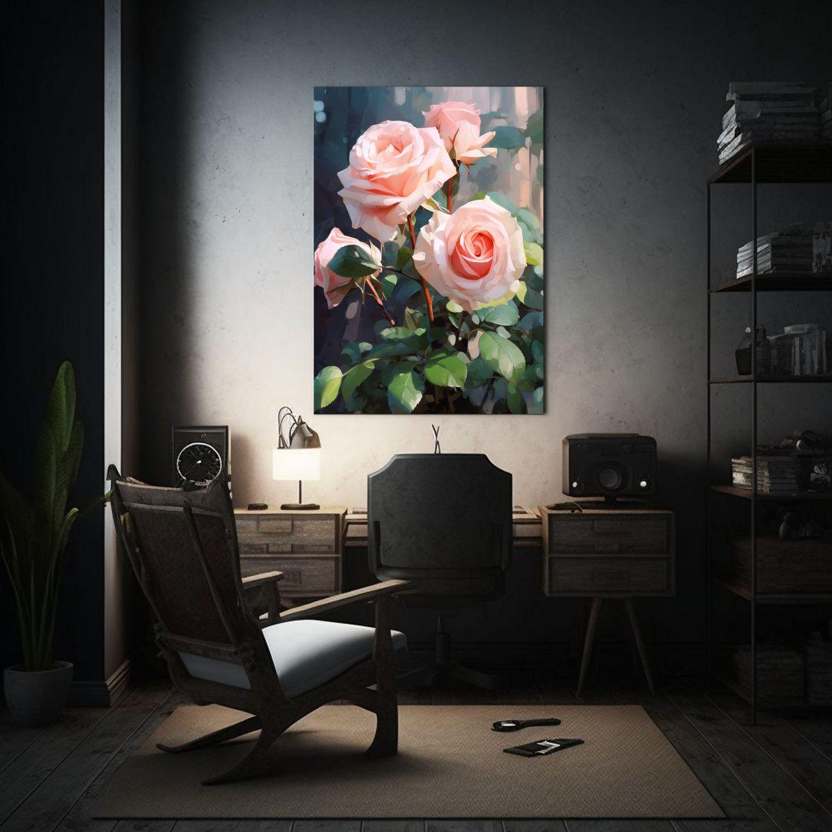 Cuadro En Bastidor Vintage Flores Rosadas Estilo 30x45cm-2