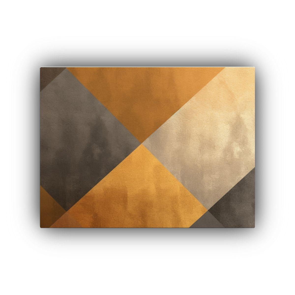 Cuadro Geométrico En Fondo Dorado Y Beige: Originalidad En  60x40cm-0