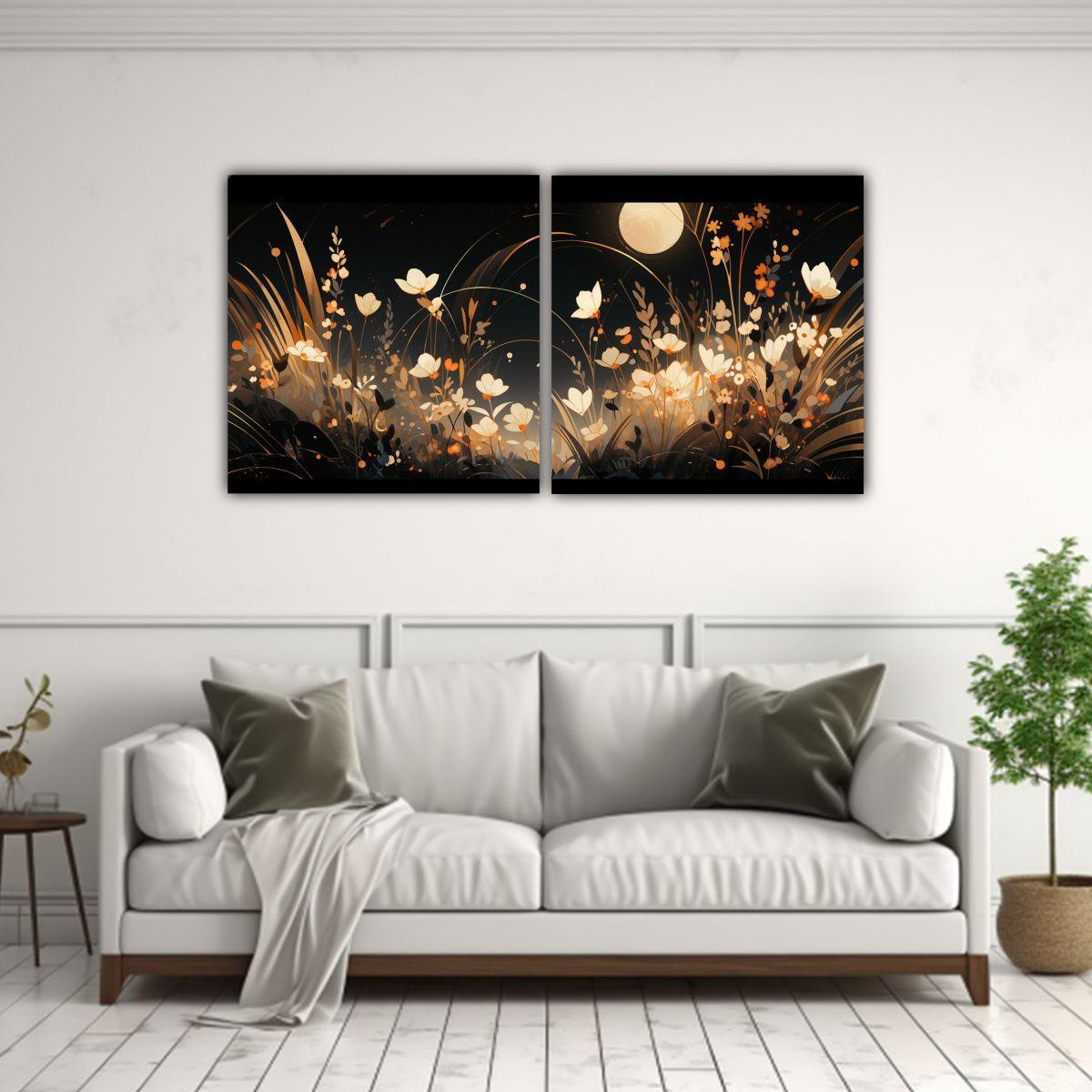 Cuadros Alta Calidad Gold Y Negro Con Atmósfera 140x70 Cm-2