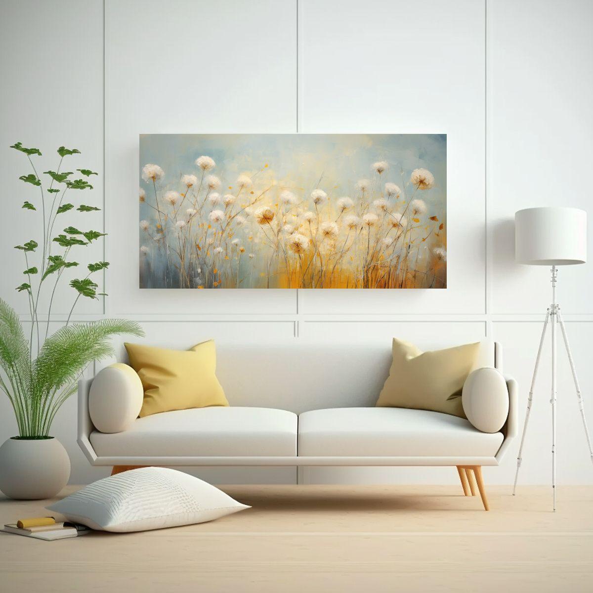 Pintura Abstracta De Diente De León En Acuarela 100x50 Cm-2