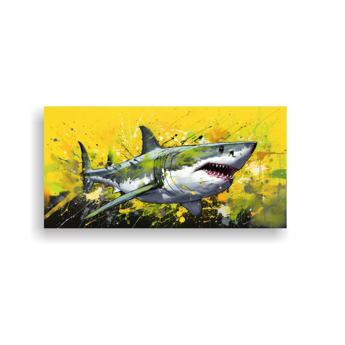 Pintura Decorativa Moderna: Gran Tiburón Blanco E 40x20cm-0