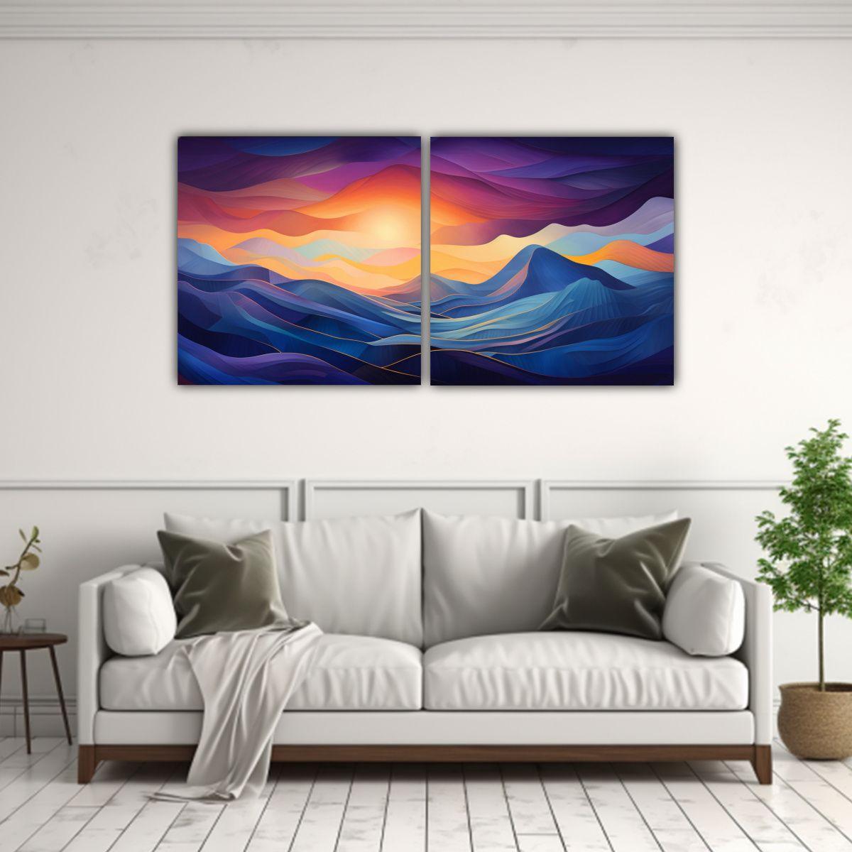 Cuadros Abstractos Montañas Al Anochecer 160x80 Cm-2