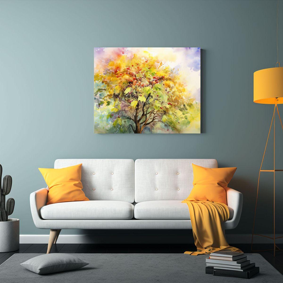 Lienzo Estilo Galería árbol Higuera Colores Pasteles Acuar 40x30cm-2