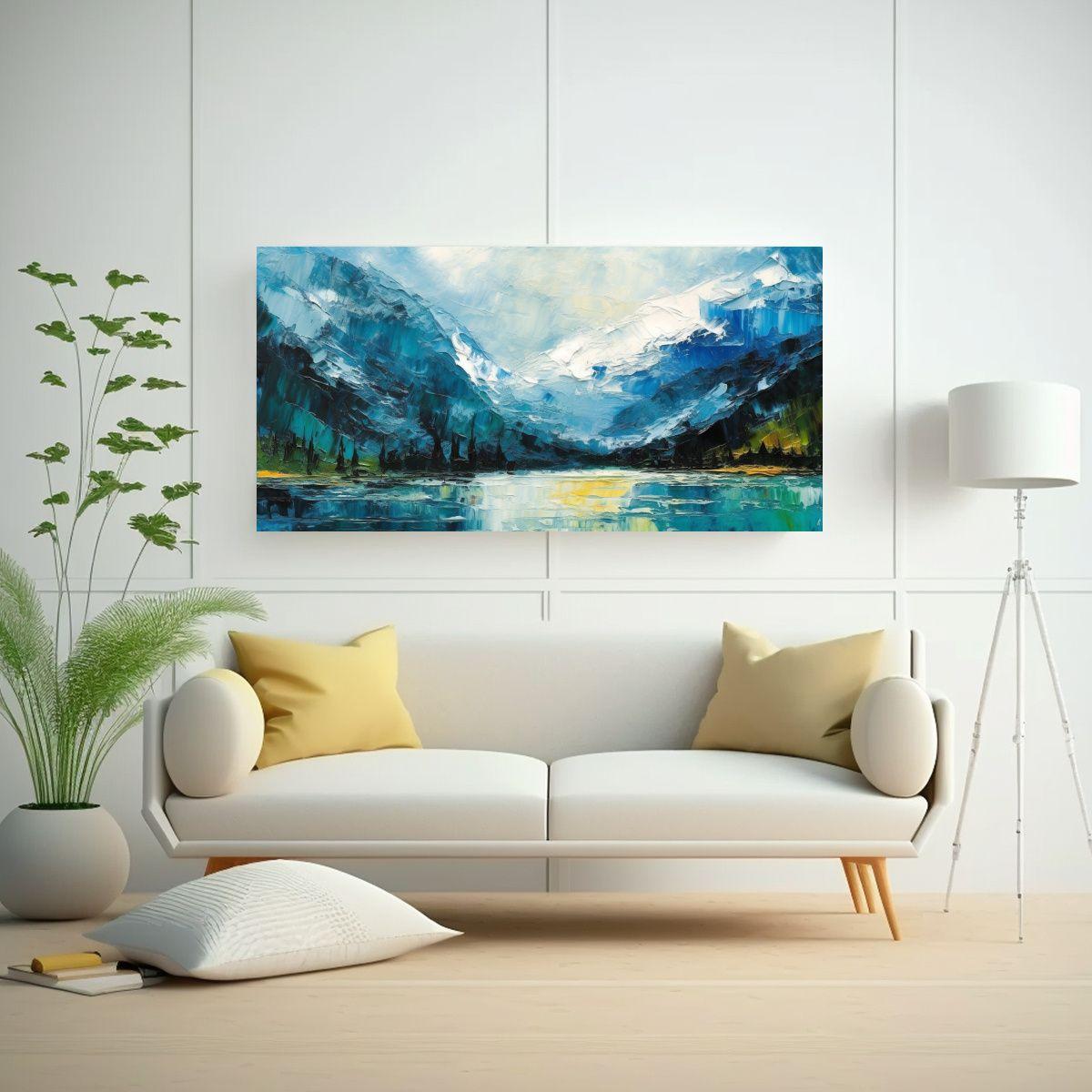 Cuadro Abstracto Del Lago Louise Y Montañas 160x80cm-2