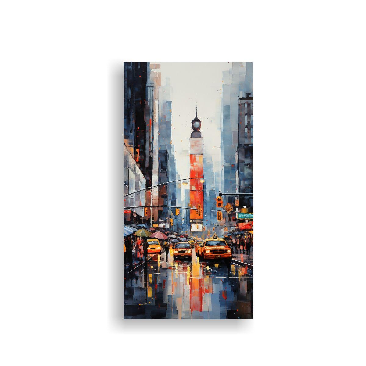 Cuadro Abstracto Esquema Nueva York En Lienzo 20x40cm-0